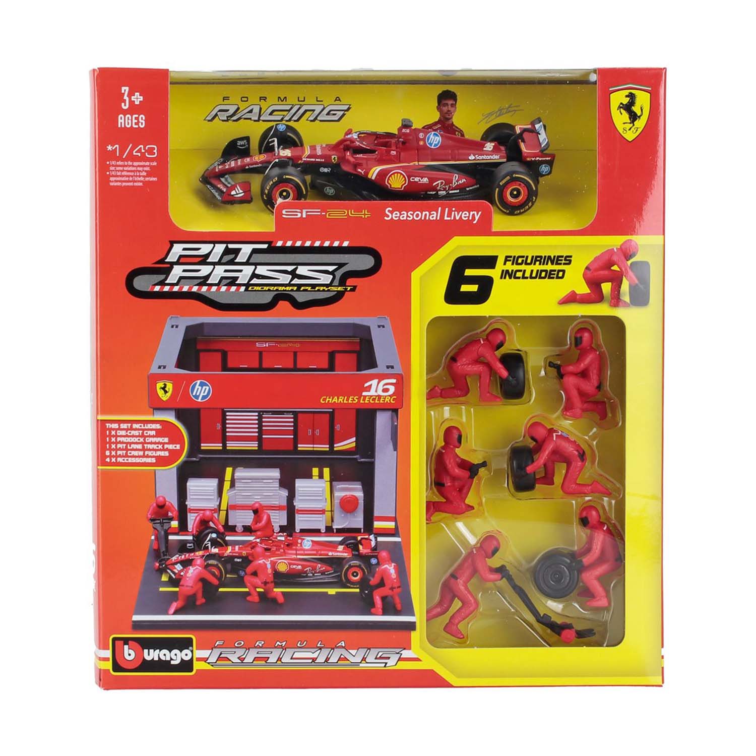#16 Leclerc SF24 Pit Stop Diorama 2024 1:43 Car Model Set