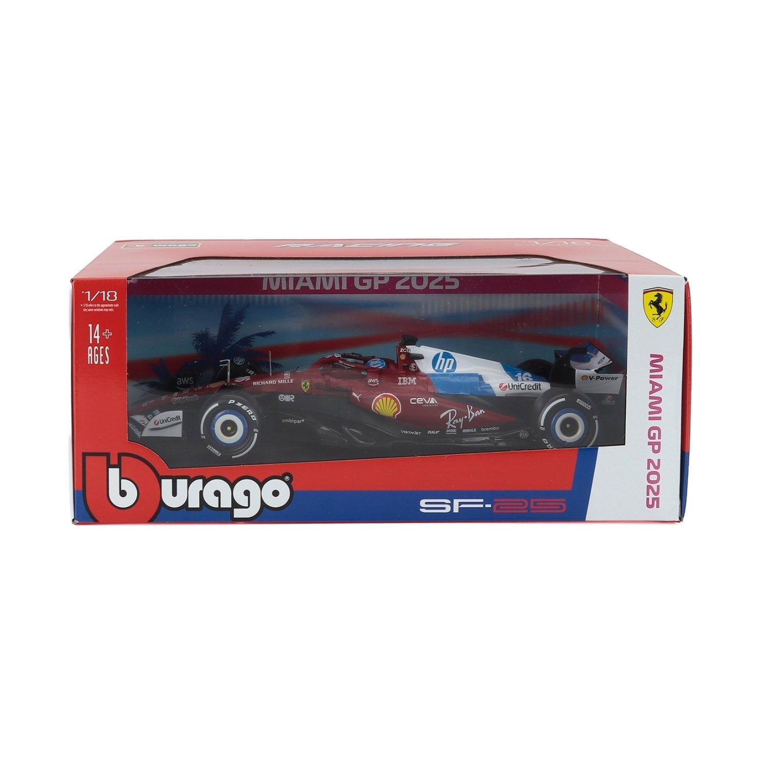 #16 Leclerc SF-25 Miami GP 2025 1:18 Car Model