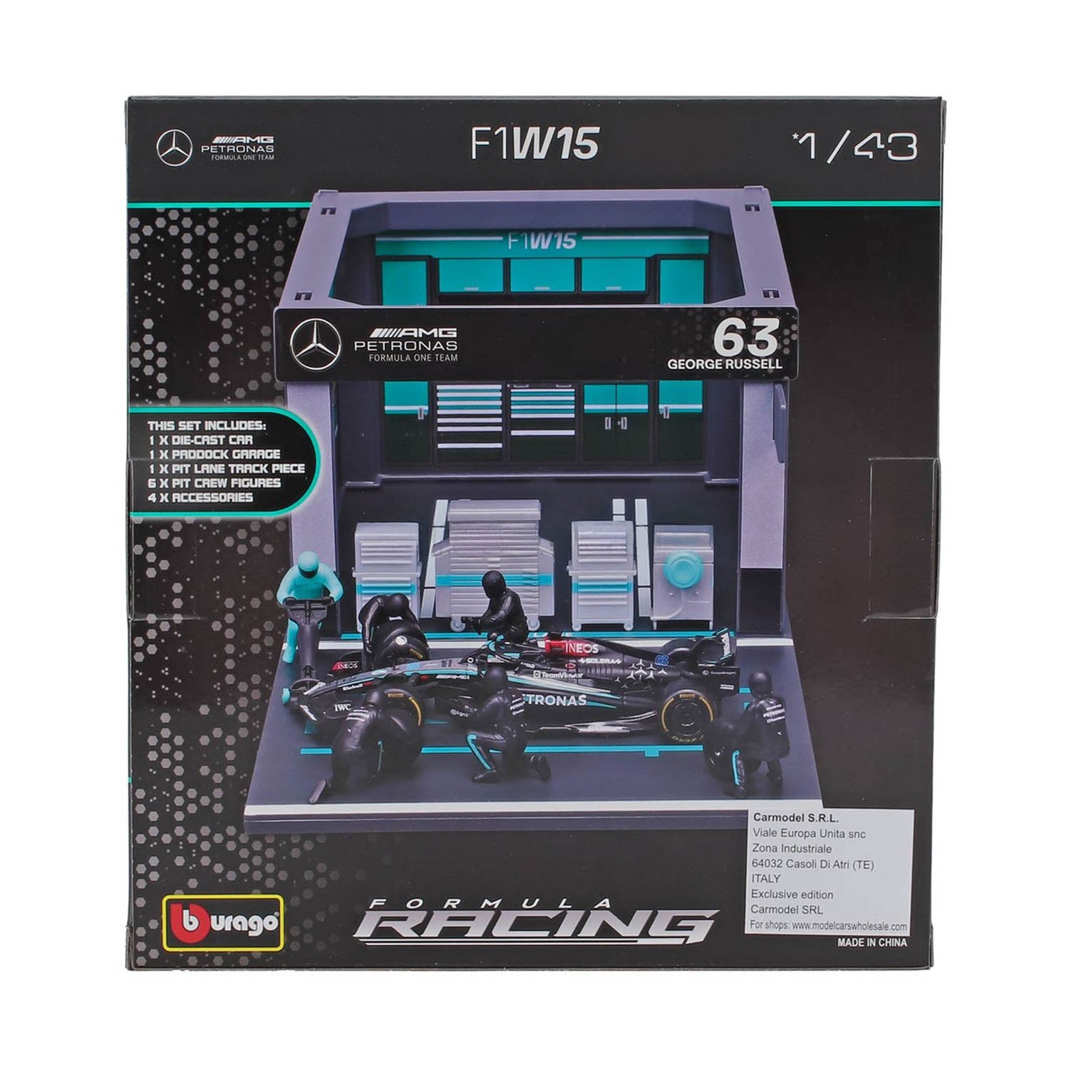 #63 Russell W14 Pit Stop Diorama 2023 1:43 Car Model Set