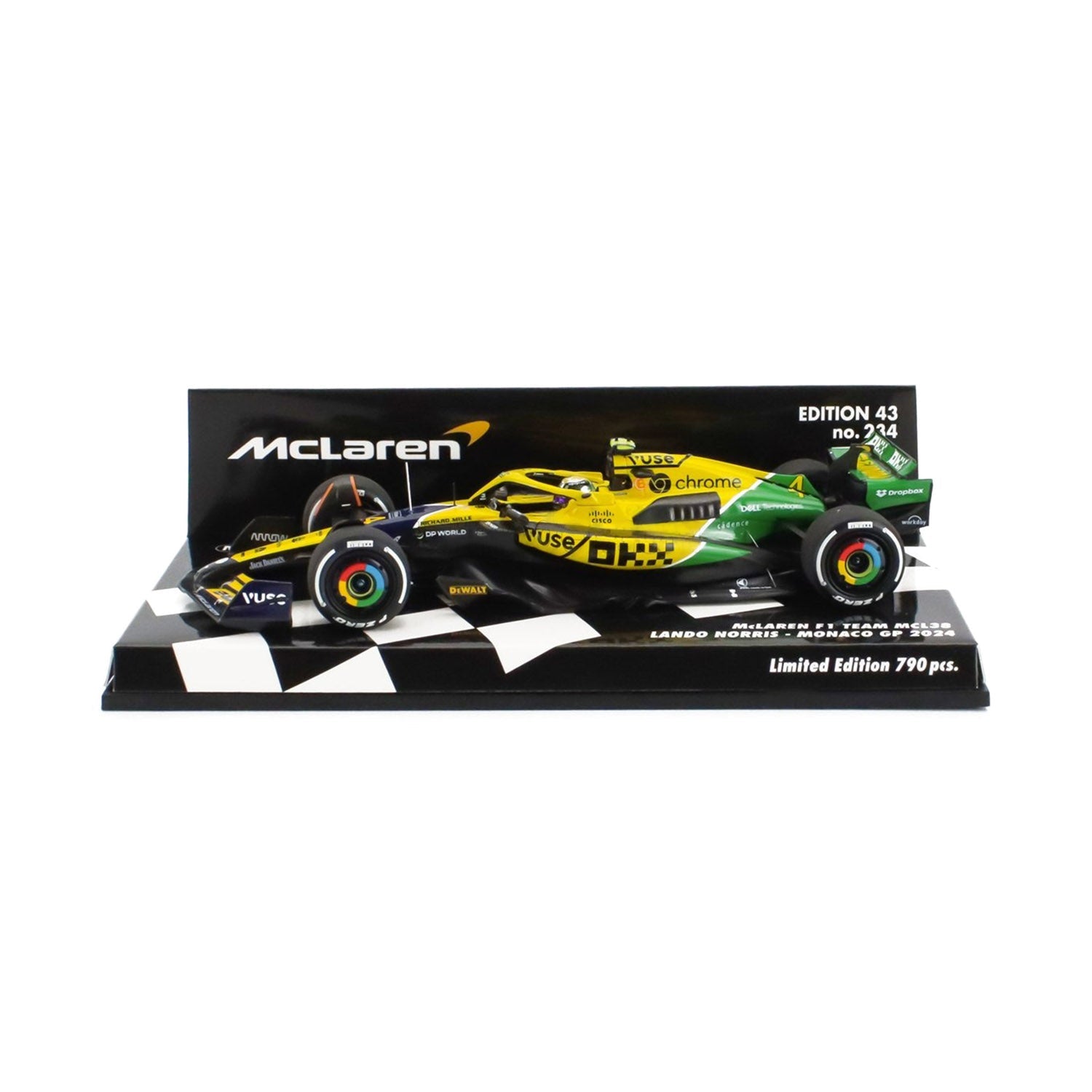 #4 Norris MCL38 Monaco GP 4th Place 2024 1:43 Minichamps Car Model